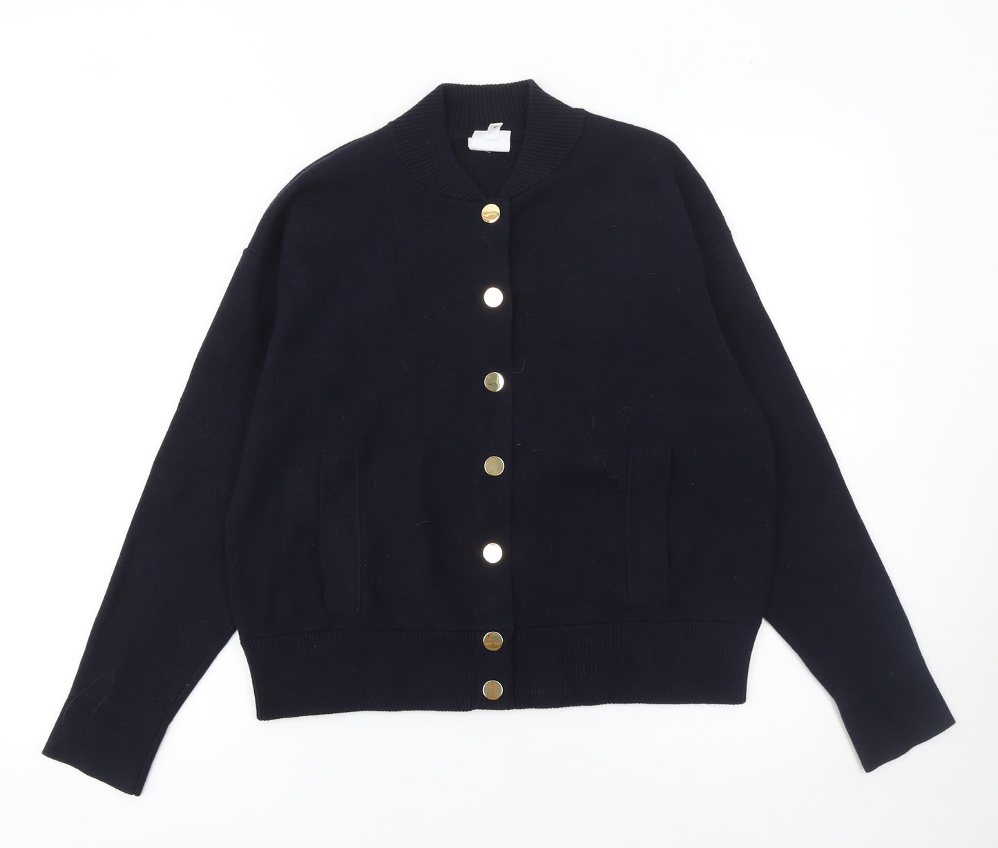 John Lewis Women Navy Blue Cardigan Size 12 Classic Knit Buttoned Jumper