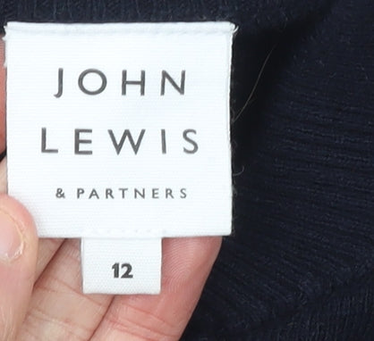 John Lewis Women Navy Blue Cardigan Size 12 Classic Knit Buttoned Jumper