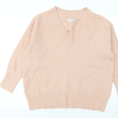 Monsoon Women Beige V-Neck Knit Pullover Jumper L