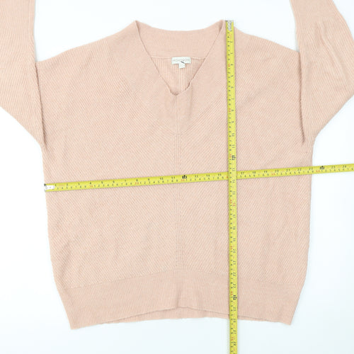 Monsoon Women Beige V-Neck Knit Pullover Jumper L