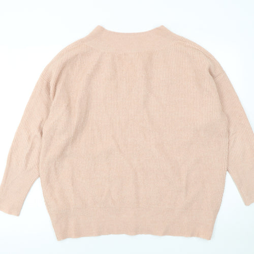 Monsoon Women Beige V-Neck Knit Pullover Jumper L