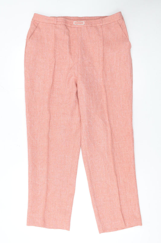 Honor Millburn Womens Pink Polyester Straight Leg Trousers Size 16