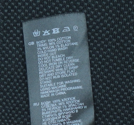 Reiss Men's Black Long Sleeve Cotton 1/4 Zip Knit Polo Shirt Size M