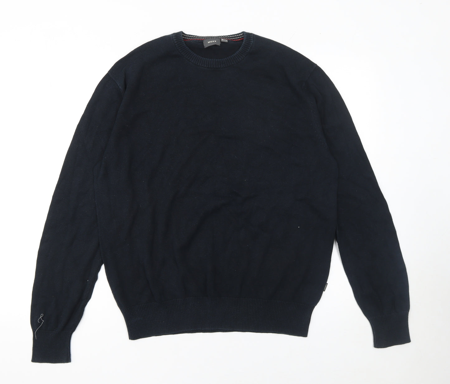 Mexx Men's Blue Cotton Crew Neck Jumper L Regular Fit