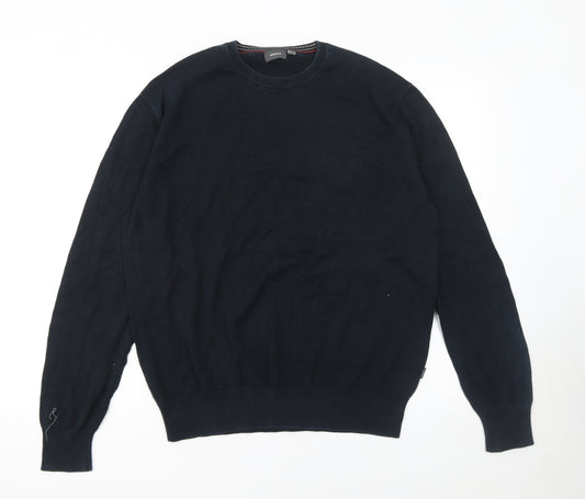 Mexx Men's Blue Cotton Crew Neck Jumper L Regular Fit
