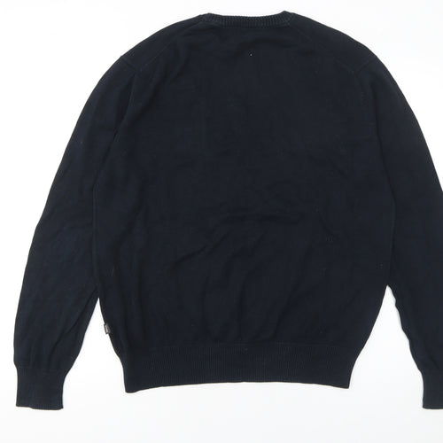 Mexx Men's Blue Cotton Crew Neck Jumper L Regular Fit