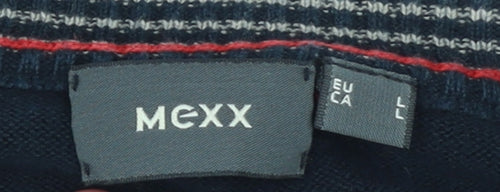 Mexx Men's Blue Cotton Crew Neck Jumper L Regular Fit