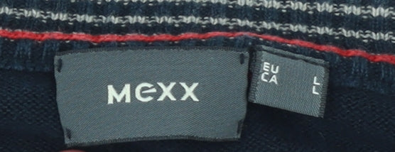 Mexx Men's Blue Cotton Crew Neck Jumper L Regular Fit