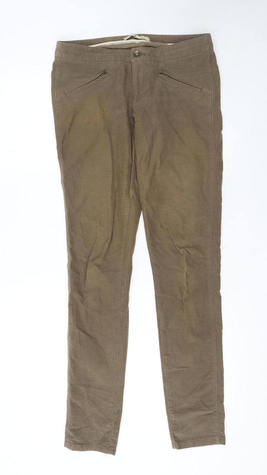 Marks and Spencer Women Brown Cotton Chino Trousers Size M