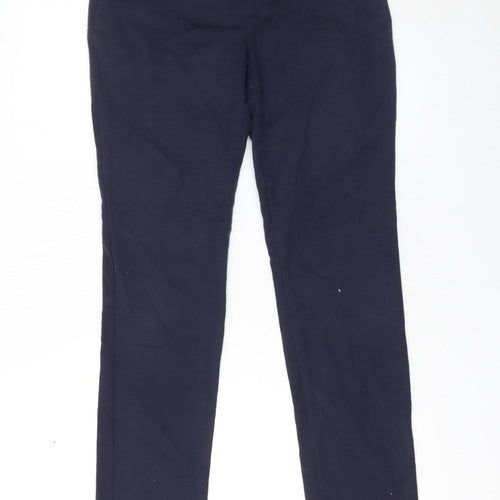 Zara Basic Womens Blue Chino Slim Fit Straight Leg Cotton Trousers Size 8