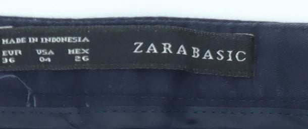 Zara Basic Womens Blue Chino Slim Fit Straight Leg Cotton Trousers Size 8