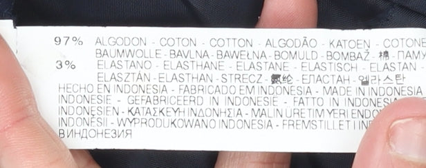 Zara Basic Womens Blue Chino Slim Fit Straight Leg Cotton Trousers Size 8