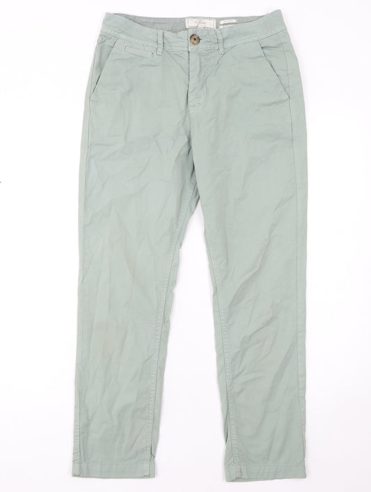 Fat Face Women's Green Chino Trousers Size 8 Regular Cotton Blend