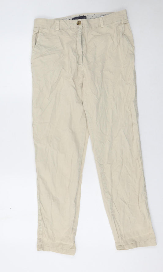 Marks and Spencer Women's Beige Chino Trousers Size 10 Regular Cotton