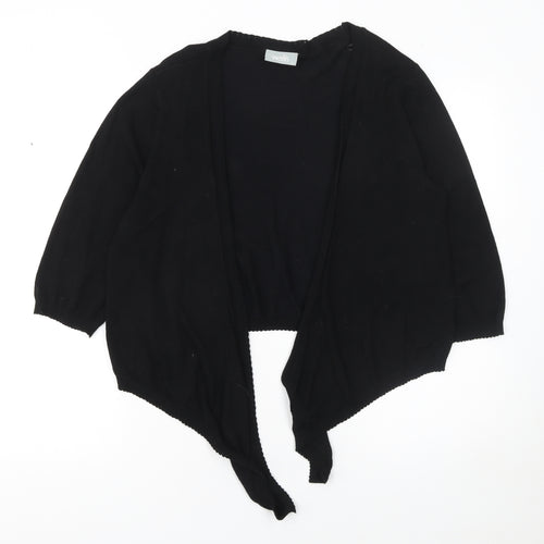 Wallis Women's Black L (UK 12) 3/4 Sleeve Open Front Cardigan