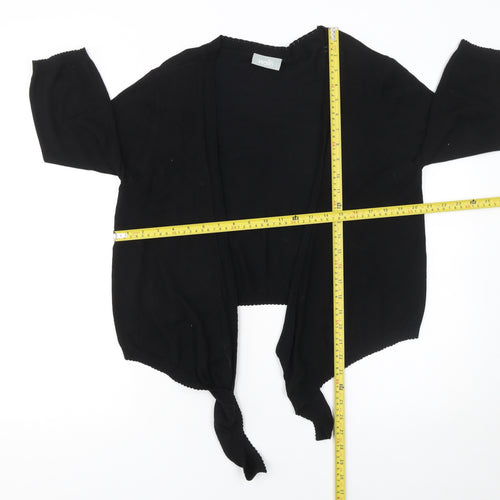 Wallis Women's Black L (UK 12) 3/4 Sleeve Open Front Cardigan