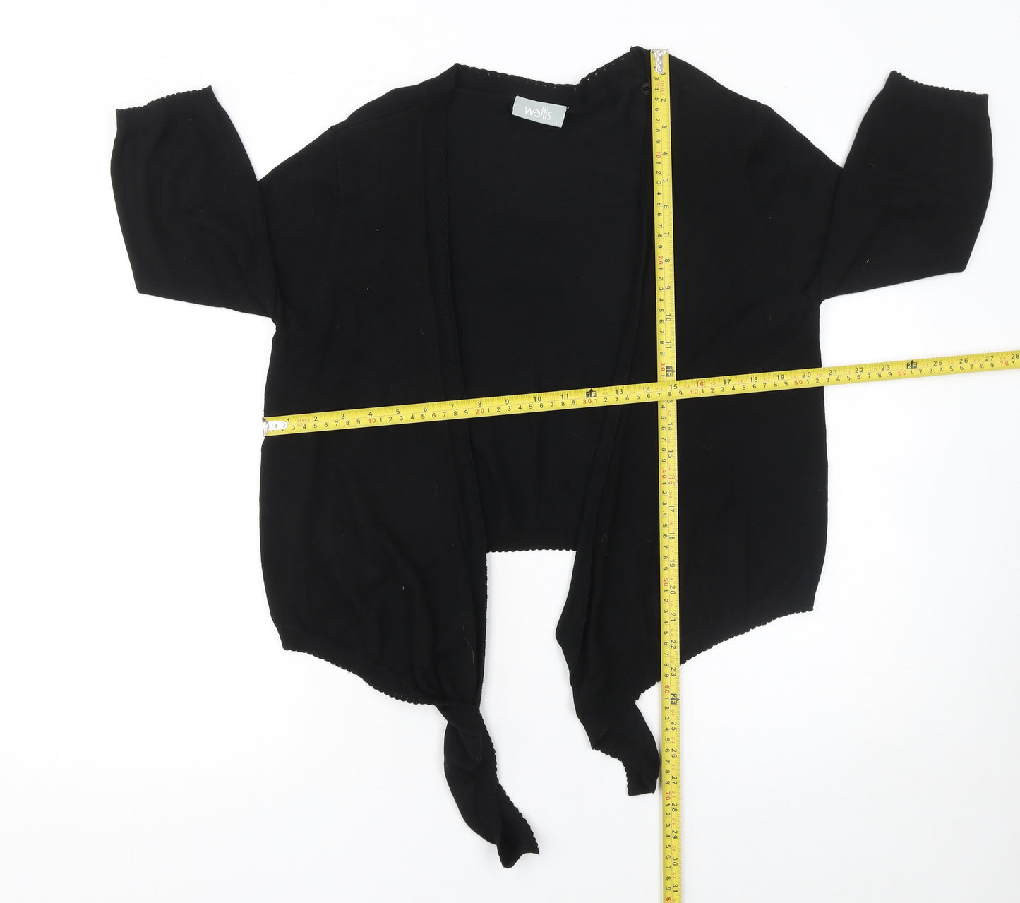 Wallis Women's Black L (UK 12) 3/4 Sleeve Open Front Cardigan
