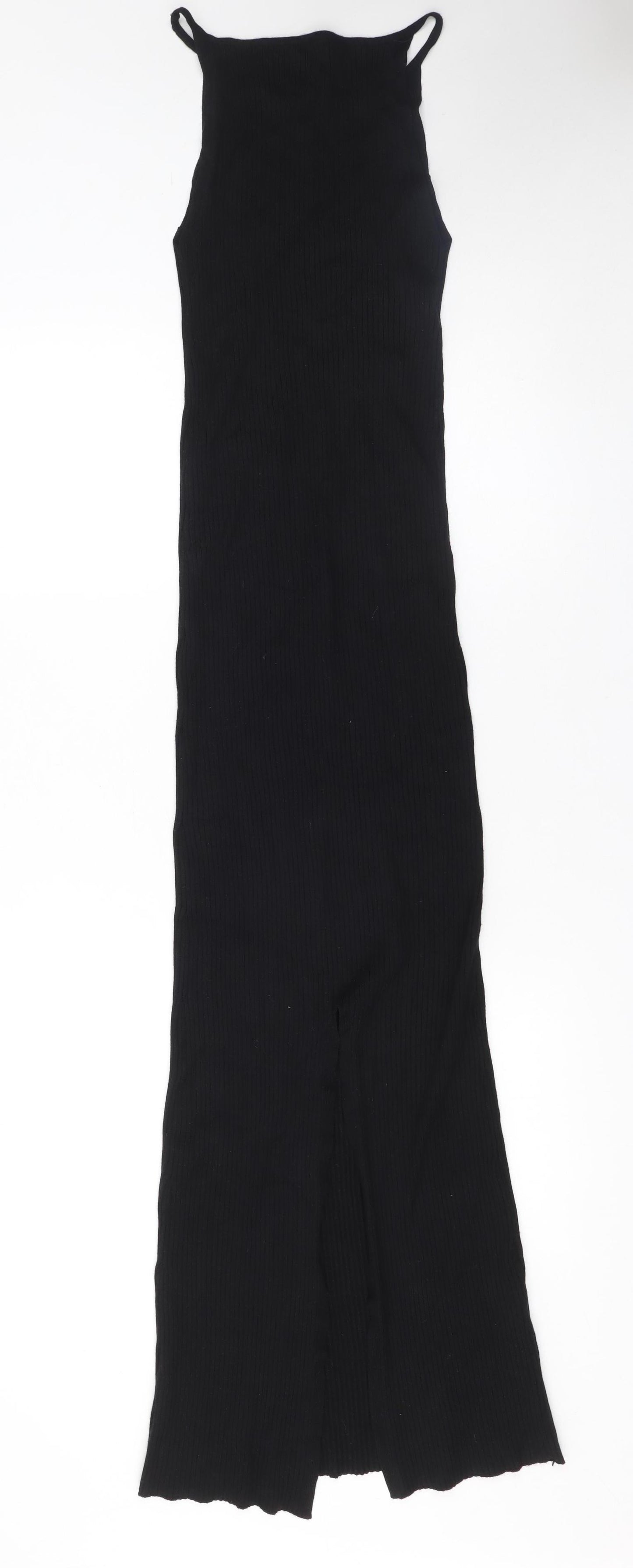 MNG Women's Black Sleeveless Bodycon Long Knit Dress Size 8