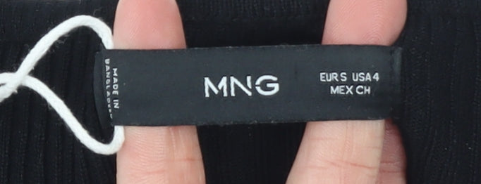 MNG Women's Black Sleeveless Bodycon Long Knit Dress Size 8