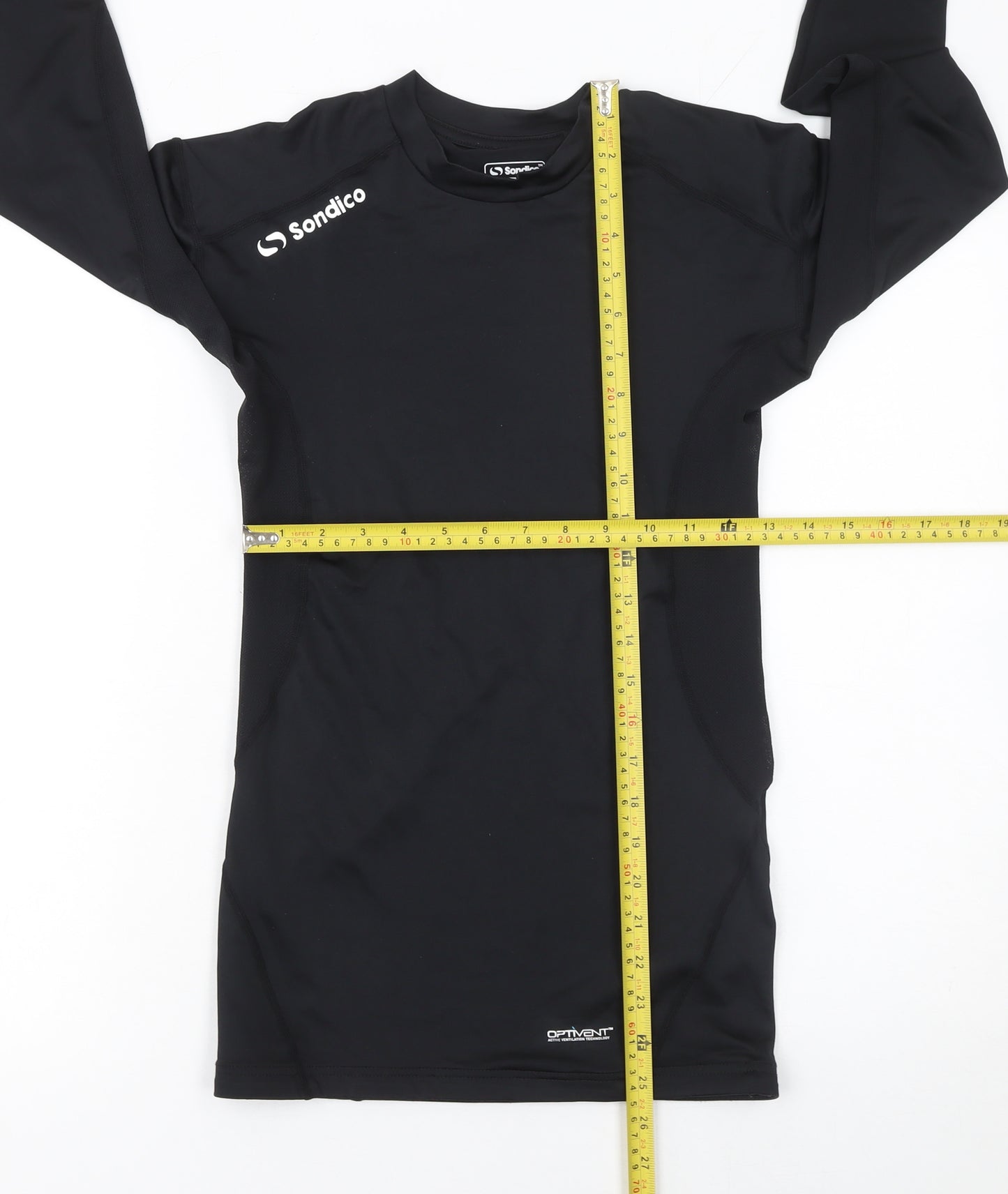 Sondico Men’s Black Long Sleeve Compression T-Shirt Size S