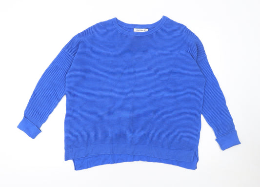 Alice Collins Women Blue Size 14 Cotton Knit Crew Neck Jumper