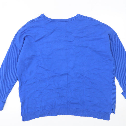Alice Collins Women Blue Size 14 Cotton Knit Crew Neck Jumper
