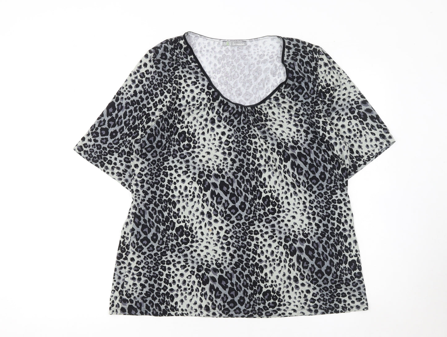 Marks and Spencer Women's Multicoloured Animal Print Short Sleeve T-Shirt Size 20