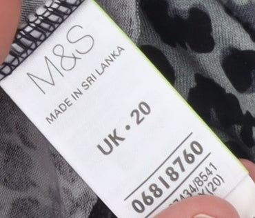 Marks and Spencer Women's Multicoloured Animal Print Short Sleeve T-Shirt Size 20