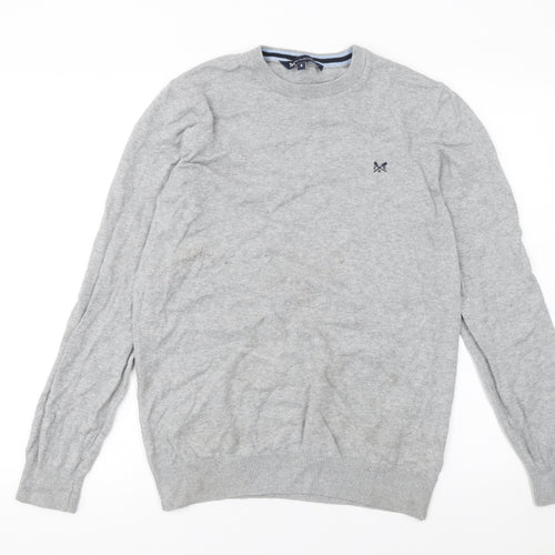 Crew Clothing Company Mens Grey Cotton Pullover Jumper Size S
