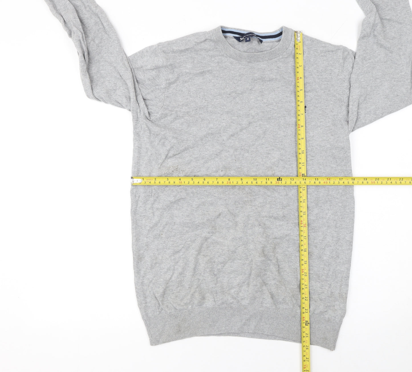 Crew Clothing Company Mens Grey Cotton Pullover Jumper Size S