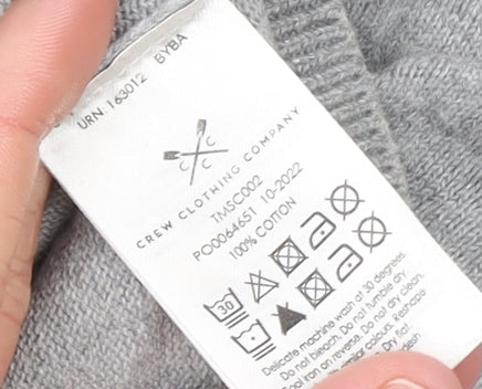 Crew Clothing Company Mens Grey Cotton Pullover Jumper Size S