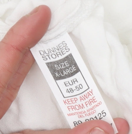 Dunnes Stores Women’s White Blue Embroidered Bohemian Peasant Blouse XL