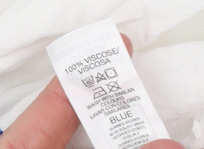 Dunnes Stores Women’s White Blue Embroidered Bohemian Peasant Blouse XL