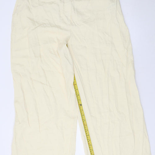 Gallery Womens Ivory Wide-Leg Viscose Blend Trousers Size 16