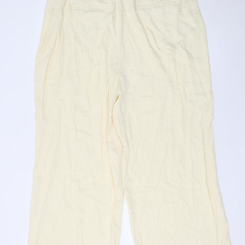 Gallery Womens Ivory Wide-Leg Viscose Blend Trousers Size 16
