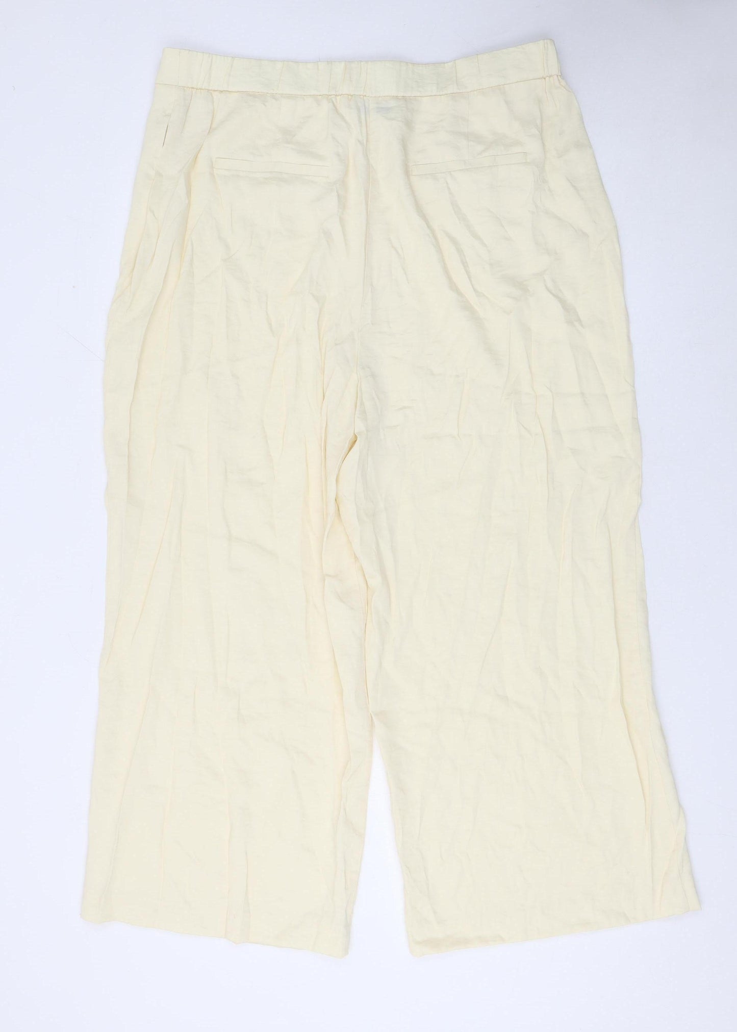 Gallery Womens Ivory Wide-Leg Viscose Blend Trousers Size 16