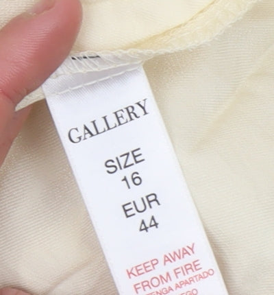 Gallery Womens Ivory Wide-Leg Viscose Blend Trousers Size 16
