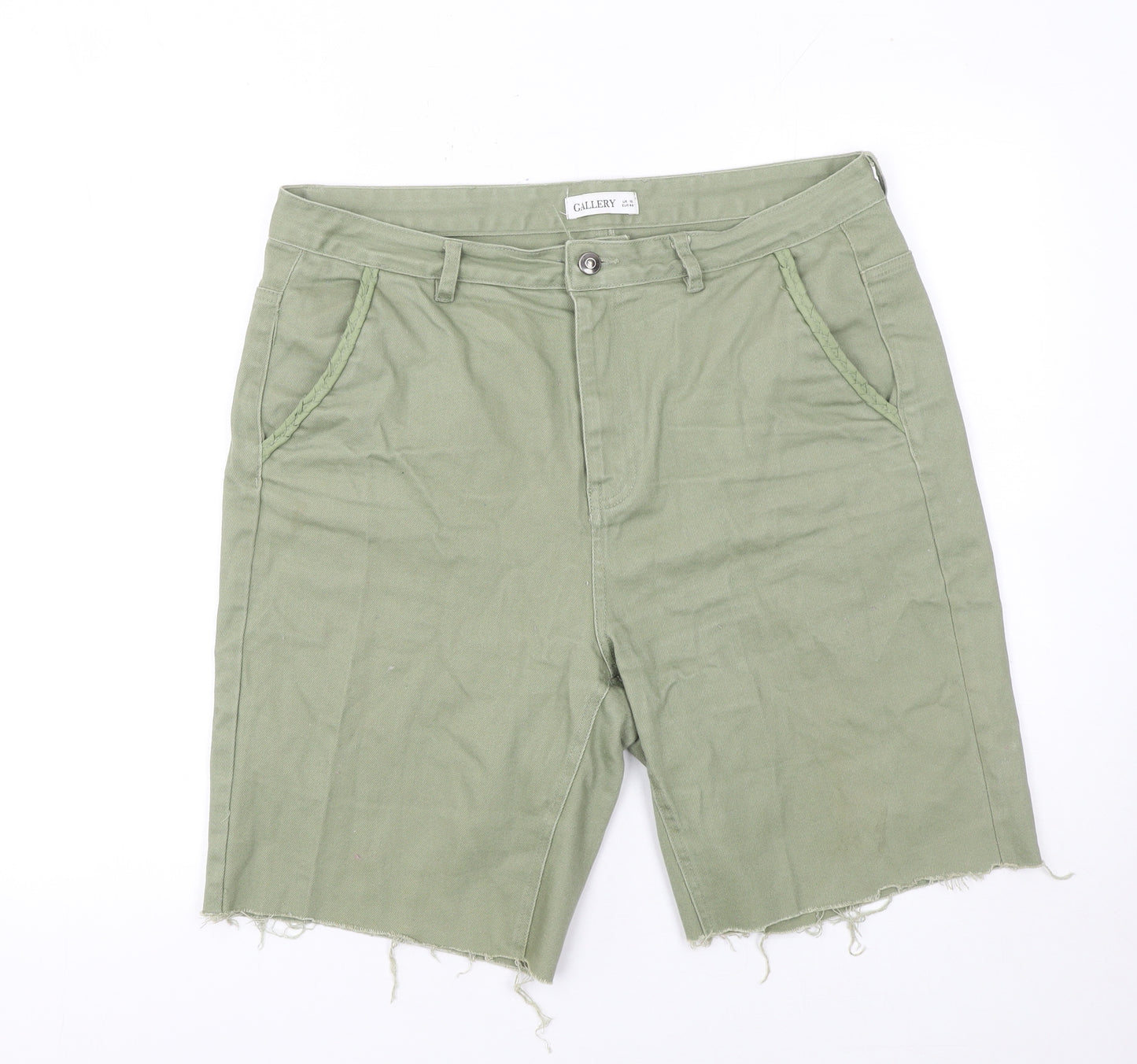 Gallery Womens Green Size 16 Cut-Off Cotton Twill Shorts