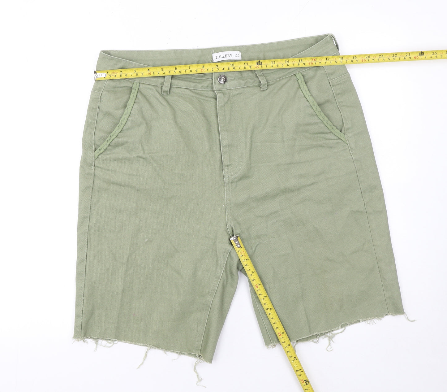 Gallery Womens Green Size 16 Cut-Off Cotton Twill Shorts