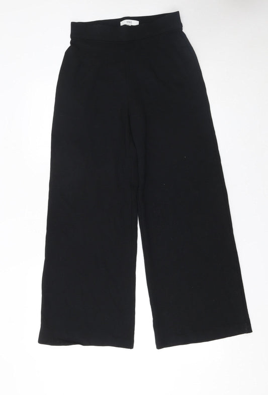 Marks and Spencer Women's Black Wide-Leg Jersey Trousers Size 8