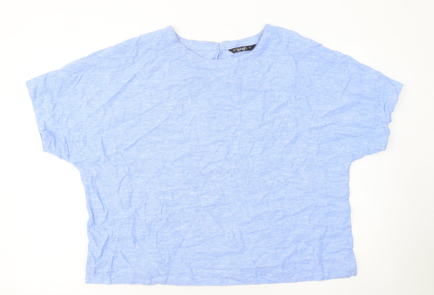 Dunnes Stores Women Blue Linen Blend Short Sleeve Blouse Size 16