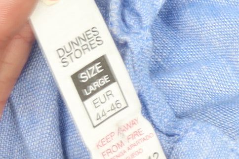 Dunnes Stores Women Blue Linen Blend Short Sleeve Blouse Size 16