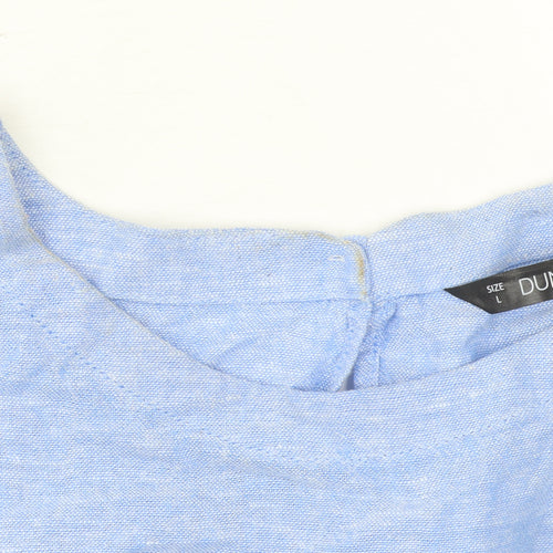 Dunnes Stores Women Blue Linen Blend Short Sleeve Blouse Size 16