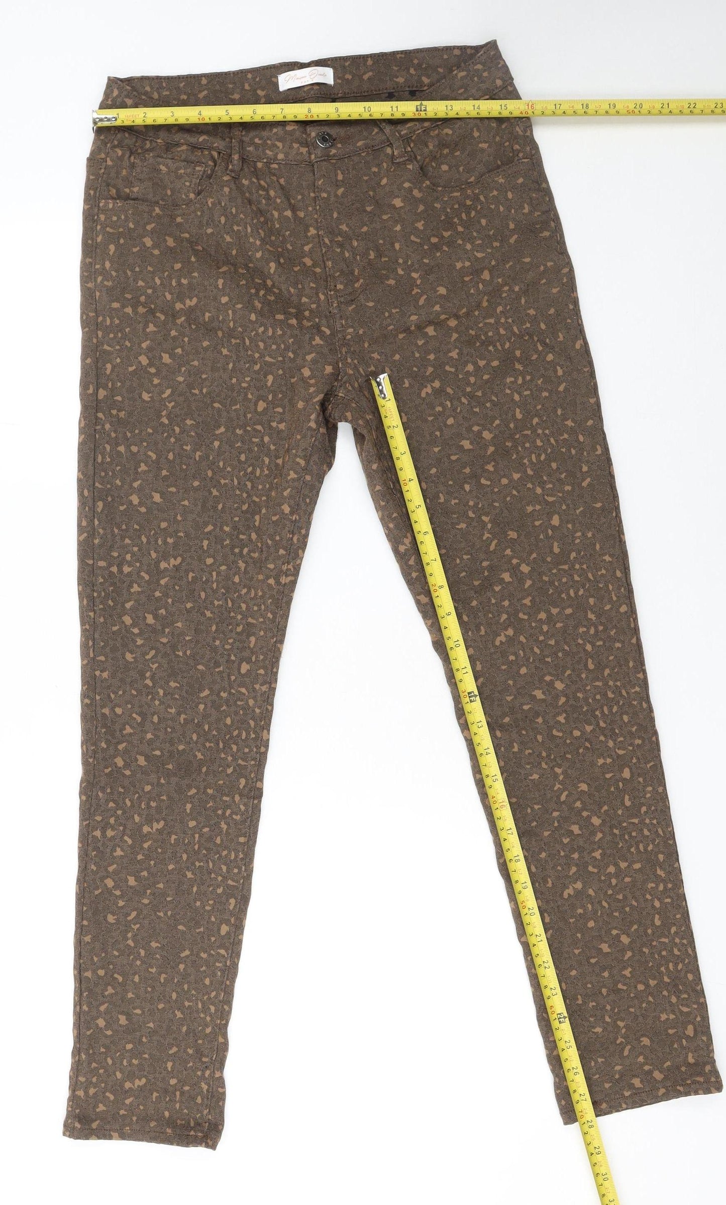 Maison Ondle Women’s Brown Animal Print Skinny Jeans Size L