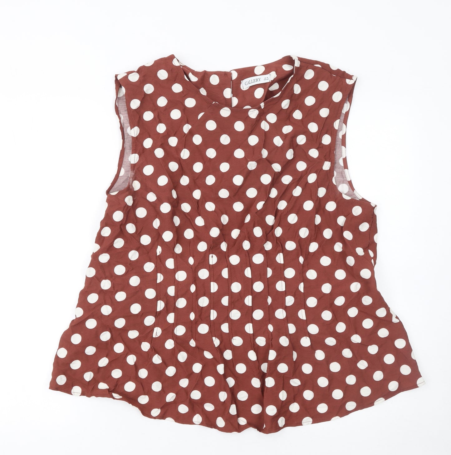 Gallery Women’s Brown Polka Dot Sleeveless Blouse Size 16