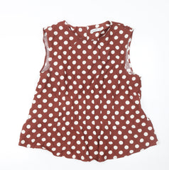 Gallery Women’s Brown Polka Dot Sleeveless Blouse Size 16