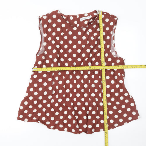 Gallery Women’s Brown Polka Dot Sleeveless Blouse Size 16