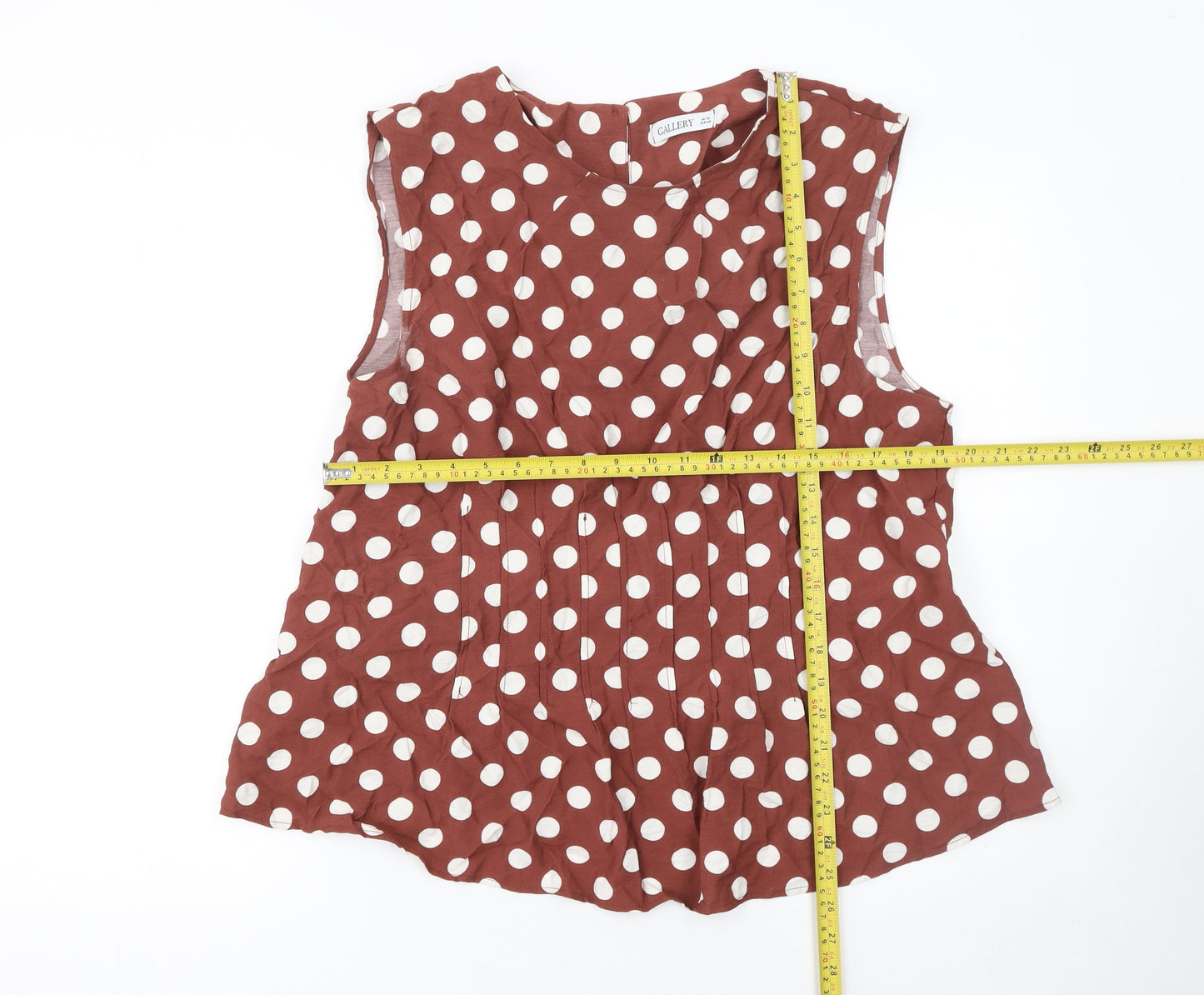 Gallery Women’s Brown Polka Dot Sleeveless Blouse Size 16