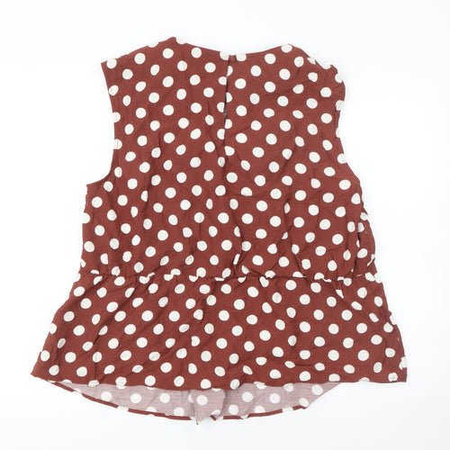 Gallery Women’s Brown Polka Dot Sleeveless Blouse Size 16