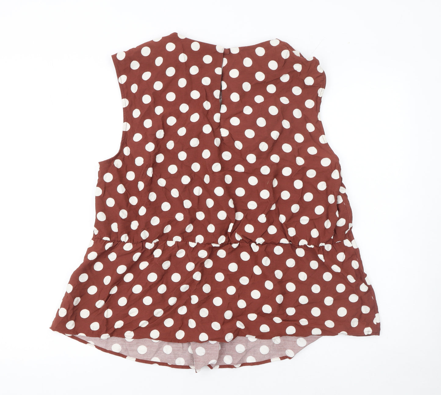 Gallery Women’s Brown Polka Dot Sleeveless Blouse Size 16